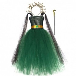 Size is 2T-3T(100cm) cute Medusa Greek goddess green costume girl tutu dress halloween with Cloak