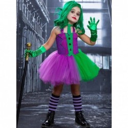 Size is 2T-3T(100cm) joker Suicide Squad tutu costume green tutu dress halloween with glove