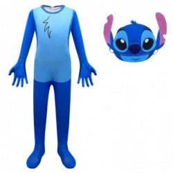 Size is 2T-3T(100cm) Stitch blue Costume for kids halloween jumpsuits with mask