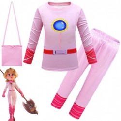 Size is 2T-3T(100cm) Long Sleeve Pajamas Princess Peach Super Mario Bros for girls Costume halloween
