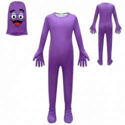 Size is 4T-5T(110cm) McDonald's Grimace Shake purple Costume for kids halloween jumpsuits with mask