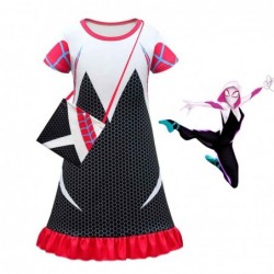 Size is 2T-3T(100cm) Gwen Spider-Man For Girls summer dress 1 Piece short Sleeve nightdress