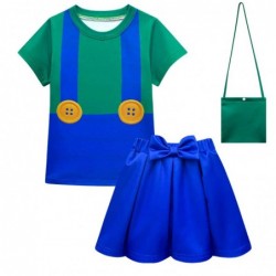 Size is 2T-3T(100cm) Super Mario Bros for girl summer dress outfits T-Shirt and Short Skirt with bag