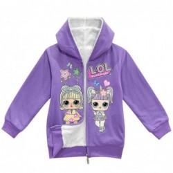 Size is 2T-3T(100cm) Lol Surprise Doll Long Sleeve fleece lined Hoodies for kids girls purple Winter clothes