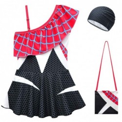 Size is 2T-3T(100cm) girls Gwen Spider-Man 1 piece Swimsuits for girls Ruffle One Shoulder dress swim