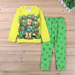 Size is 1T(90cm) teenage mutant ninja turtles Long Sleeve 2 Pieces Pajamas boys Christmas yellow