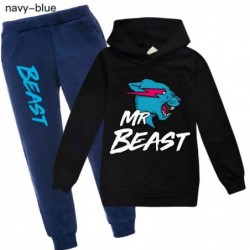 Size is 3T-4T(110cm) Mr Beast Lightning Cat Long Sleeve hoodies Sets kids Sweatshirts and navy blue Sweatpants