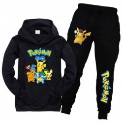 Size is 3T-4T(110cm) Pikachu Long Sleeve hoodies Sets for kids Sweatshirts and black Sweatpants