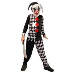 Size is S(4T-6T) For kids Classic Clown Black and white Jumpsuit costume halloween with mask