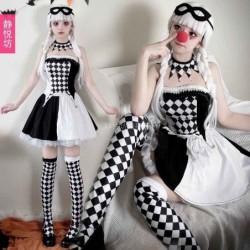 Size is M Clown Black and white for adult woman Costumes Halloween Clown girls Costumes