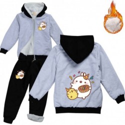 Size is 2T-3T(100cm) Cute Molang Long Sleeve winter hoodies Sets for kids Sweatshirts Zipper Front fleece lined