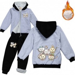 Size is 2T-3T(100cm) chikawa Long Sleeve winter hoodies Sets for kids Sweatshirts Zipper Front fleece lined