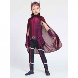 Size is XS(2T-3T) Scarlet Witch costume for girls halloween heroine Jumpsuit costume With cloak