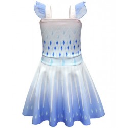 Size is (3T-4T)/XS Sleeveless Cute Frozen Elsa White Summer Princess Dresses For Gi