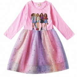 Size is 2T-3T(100cm) For Girls Barbie movie dress Tulle Mesh Long Sleeve 1 Piece pink autumn Outfits