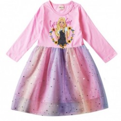 Size is 2T-3T(100cm) Barbie movie dress Rainbow Tulle Mesh Long Sleeve 1 Piece autumn Outfits For Girls