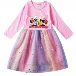 Size is 2T-3T(100cm) Skzoo dress Tulle Mesh rainbow Long Sleeve 1 Piece autumn Outfits For Girls