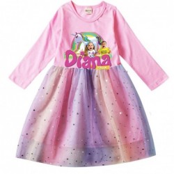 Size is 2T-3T(100cm) Diana and Roma dress Tulle Mesh rainbow Long Sleeve 1 Piece autumn Outfits For Girls
