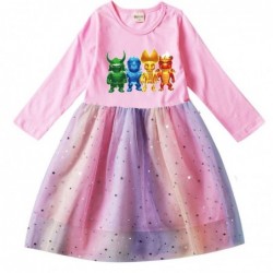 Size is 2T-3T(100cm) STUMBLE GUYS 1 Piece dress For girls Tulle Mesh rainbow Long Sleeve autumn Outfits