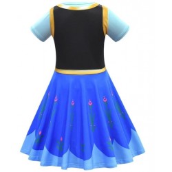 Size is (3T-4T)/XS Summer Dresses For Girls Short Sleeve Anna Blue  Kids