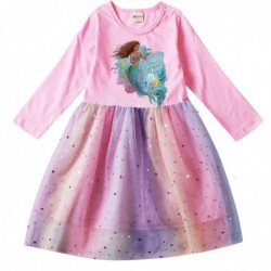 Size is 2T-3T(100cm) The Little Mermaid dress For girls Tulle Mesh rainbow Long Sleeve 1 Piece autumn Outfits