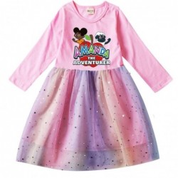 Size is 2T-3T(100cm) Amanda the Adventure Long Sleeve dress For girls Tulle Mesh rainbow 1 Piece autumn Outfits