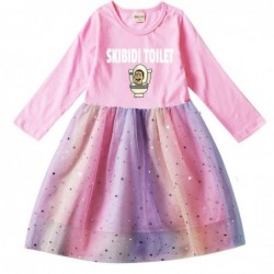 Size is 2T-3T(100cm) Skibidi toilet Long Sleeve 1 Piece dress For girls Tulle Mesh rainbow autumn Outfits