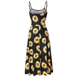 Size is S Sunflower Women Spaghetti Strap Print Summer Dress Black