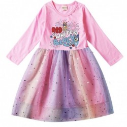 Size is 2T-3T(100cm) For Girls Bluey dress Tulle Mesh Long Sleeve 1 Piece pink autumn Outfits