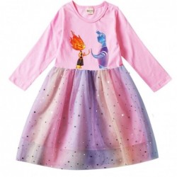 Size is 2T-3T(100cm) Elemental Wade and Ember Long Sleeve dress Tulle Mesh autumn Outfits For girls