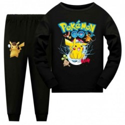 Size is 2T-3T(100cm) kids pokemon yellow Long Sleeve Pajamas For boys 2 Pieces Costumes