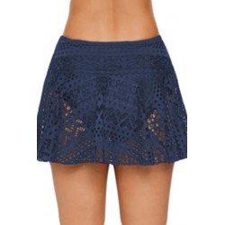 Size is S Plus Size See Through Crochet Floral Lace Swim Skirt Blue