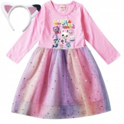 Size is 2T-3T(100cm) Gabby's Dollhouse Long Sleeve dress For girls Tulle Mesh rainbow dress Outfits with Hair band