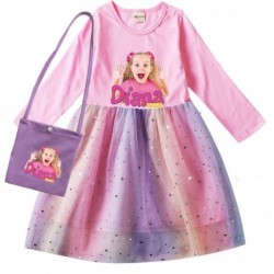 Size is 2T-3T(100cm) Diana and Roma Long Sleeve dress For girls Tulle Mesh rainbow with bag