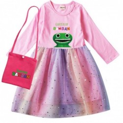 Size is 2T-3T(100cm) Garten of Banban Long Sleeve dress For girls Tulle Mesh rainbow autumn Outfits with bag