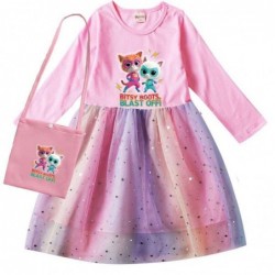 Size is 2T-3T(100cm) SuperKitties Long Sleeve dress For girls Tulle Mesh rainbow dress Outfits