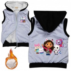 Size is 2T-3T(100cm) Gabby's Dollhouse Cotton Warm Vests for girls Hooded Sleeveless Jacket With Plush Lining