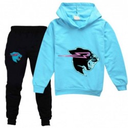 Size is 2T-3T(100cm) Mr Beast Lightning Cat Long Sleeve hoodies Sets for kids Sweatshirts and black Trousers