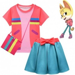 Size is 2T-3T(100cm) Kit Casey from The Creature Cases girl summer casual outfits T-Shirt and Short Skirt with bag