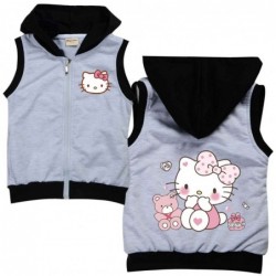 Size is 2T-3T(100cm) Hello kitty kids Cotton vest spring Outfits Hooded Sleeveless Jacket for girls
