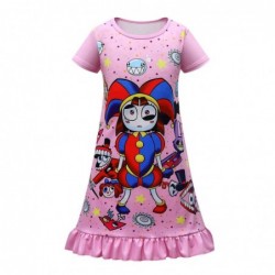 Size is 3T-4T(110cm) The Amazing Digital Circus Short Sleeve Pajamas summer nightgown For kids girls