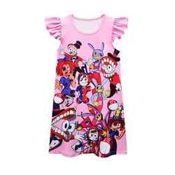 Size is 3T-4T(110cm) The Amazing Digital Circus Flutter Sleeve Pajamas summer nightgown For kids girls