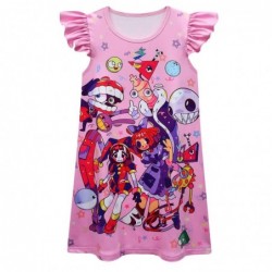 Size is 3T-4T(110cm) The Amazing Digital Circus summer nightgown Flutter Sleeve Pajamas For kids girls