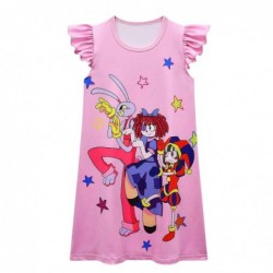 Size is 3T-4T(110cm) summer nightgown purple The Amazing Digital Circus Flutter Sleeve Pajamas For kids girls
