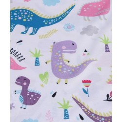 Size is 3T-4T Girls Summer Sleeveless Dinosaur Pajama Dress Toddler White