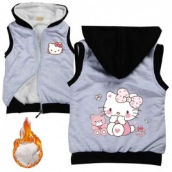 Size is 2T-3T(100cm) Hello kitty Cotton Warm Vests for girls sleeveless Winter coat fleece lined with hood