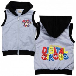 Size is 2T-3T(100cm) Pomni The Amazing Digital Circus Hoods Cotton vest spring Outfits Hooded Sleeveless Jacket for girls