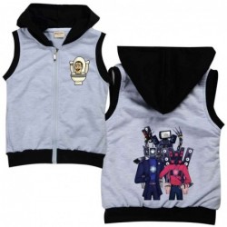 Size is 2T-3T(100cm) Skibidi toilet kids Hoods Cotton vest spring Outfits Hooded Sleeveless Jacket for girls