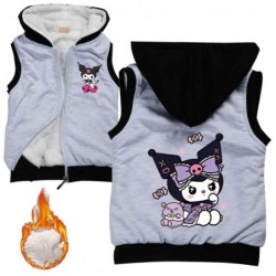 Size is 2T-3T(100cm) for girls kuromi Cotton Warm Vests Hooded Sleeveless Jacket With Plush Lining