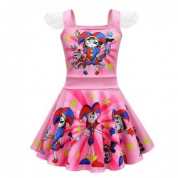 Size is 4T-5T(110cm) The Amazing Digital Circus summer dress 1 Piece For girls Flutter Sleeve Square Neck